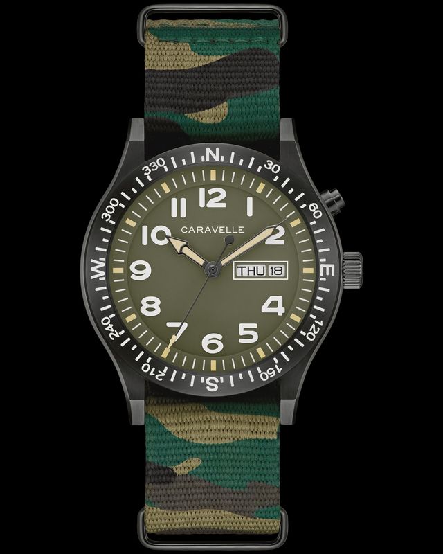 Caravelle Men's Camouflage Field Watch