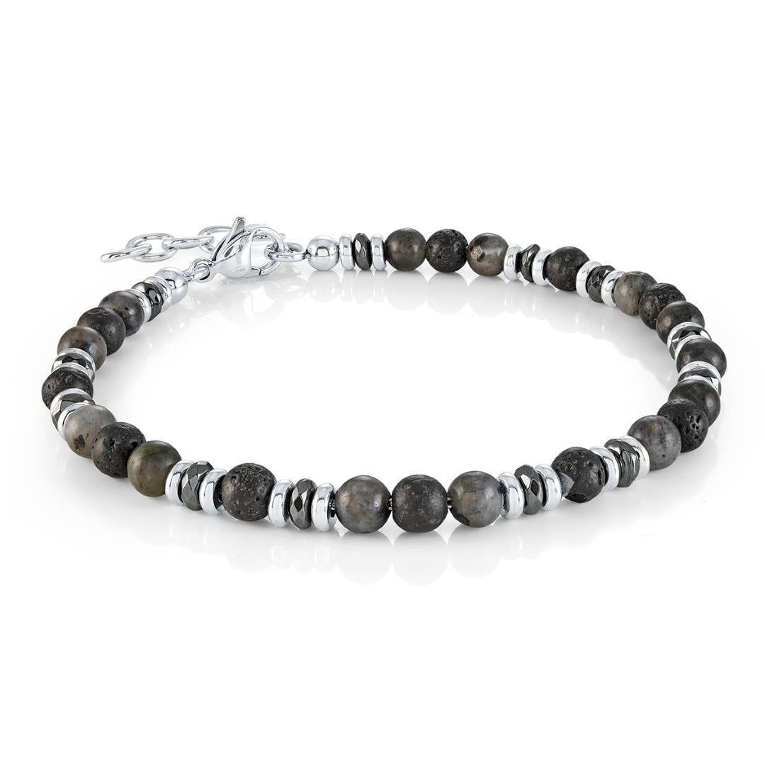Men's 4mm Lava Eagle's Eye Bead Bracelet