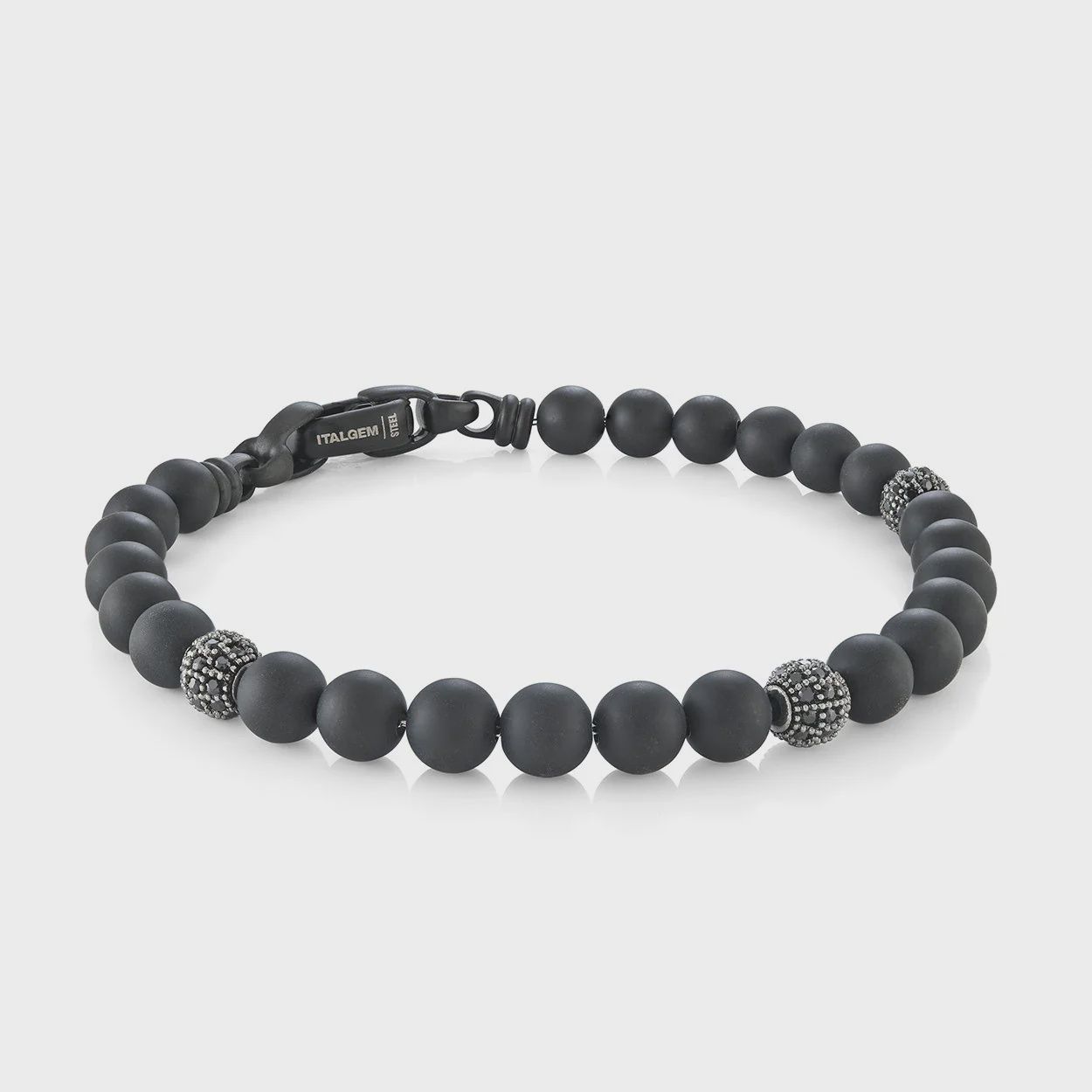 Men's Black Stainless Steel & Onyx Bracelet 8"