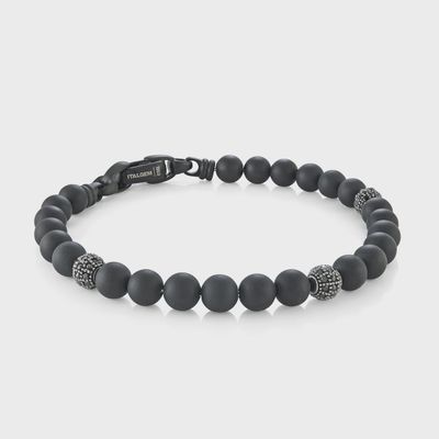 Men's Black Stainless Steel & Onyx Bracelet 8 Men's Black Stainless Steel & Onyx Bracelet 8"