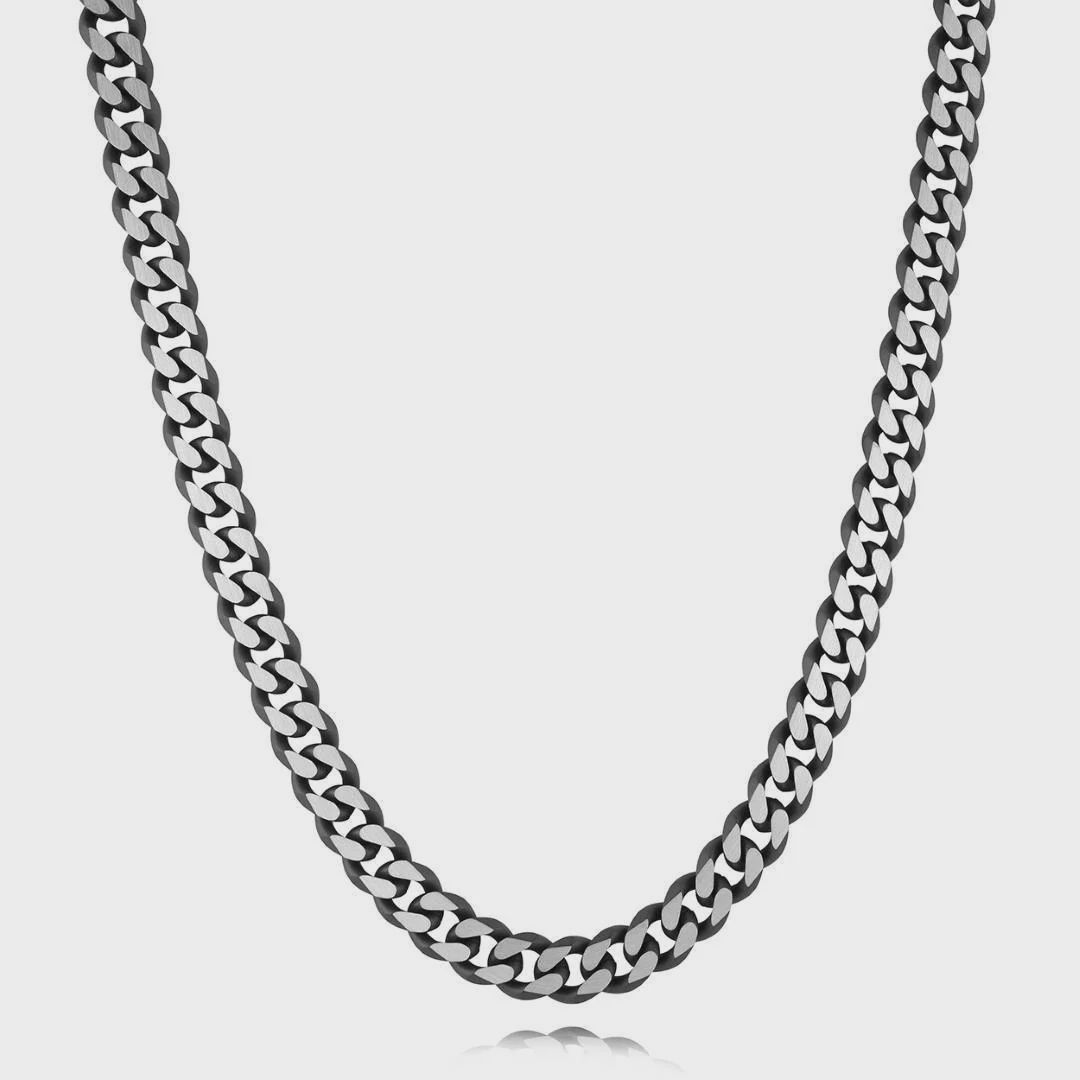 Stainless Steel Black Matte Cuban Link Chain 8.6mm 24"