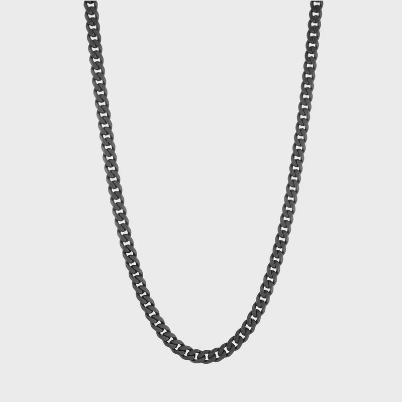 Black IP Stainless Steel Matte 4.6mm Curb Chain 22"