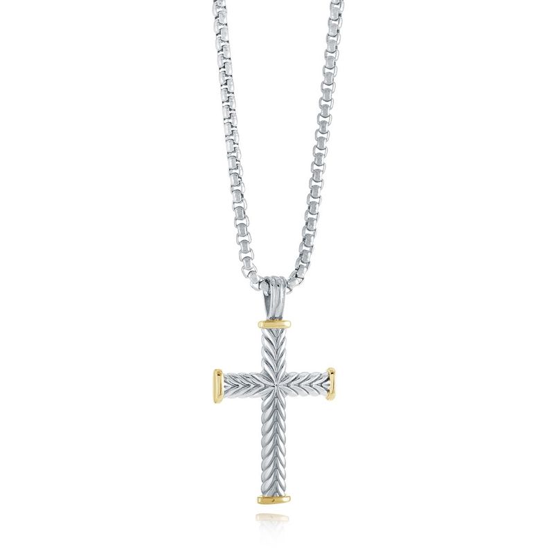 Stainless Steel Wave Cross Necklace