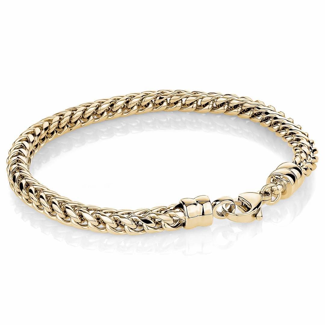 Polished‑Franco Gold IP Stainless Steel Bracelet — 5mm, 8"