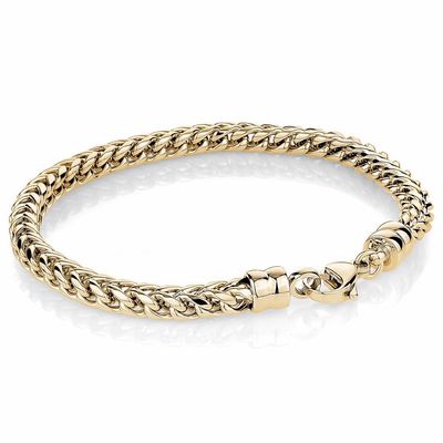 Polished‑Franco Gold IP Stainless Steel Bracelet — 5mm, 8"
