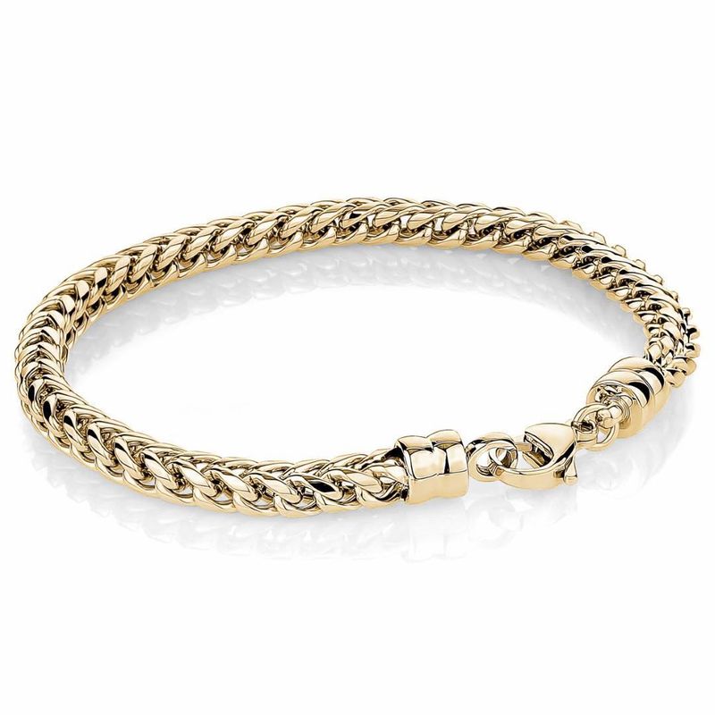 Polished‑Franco Gold IP Stainless Steel Bracelet — 5mm, 8"