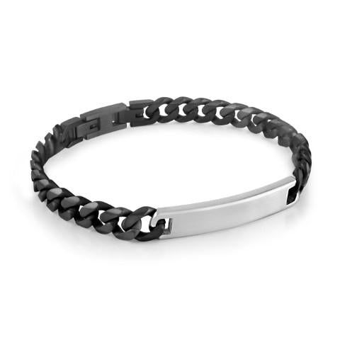 Obsidian‑Plate Black IP Curb Bracelet — 7.8mm, Adjustable 8 + 0.75"