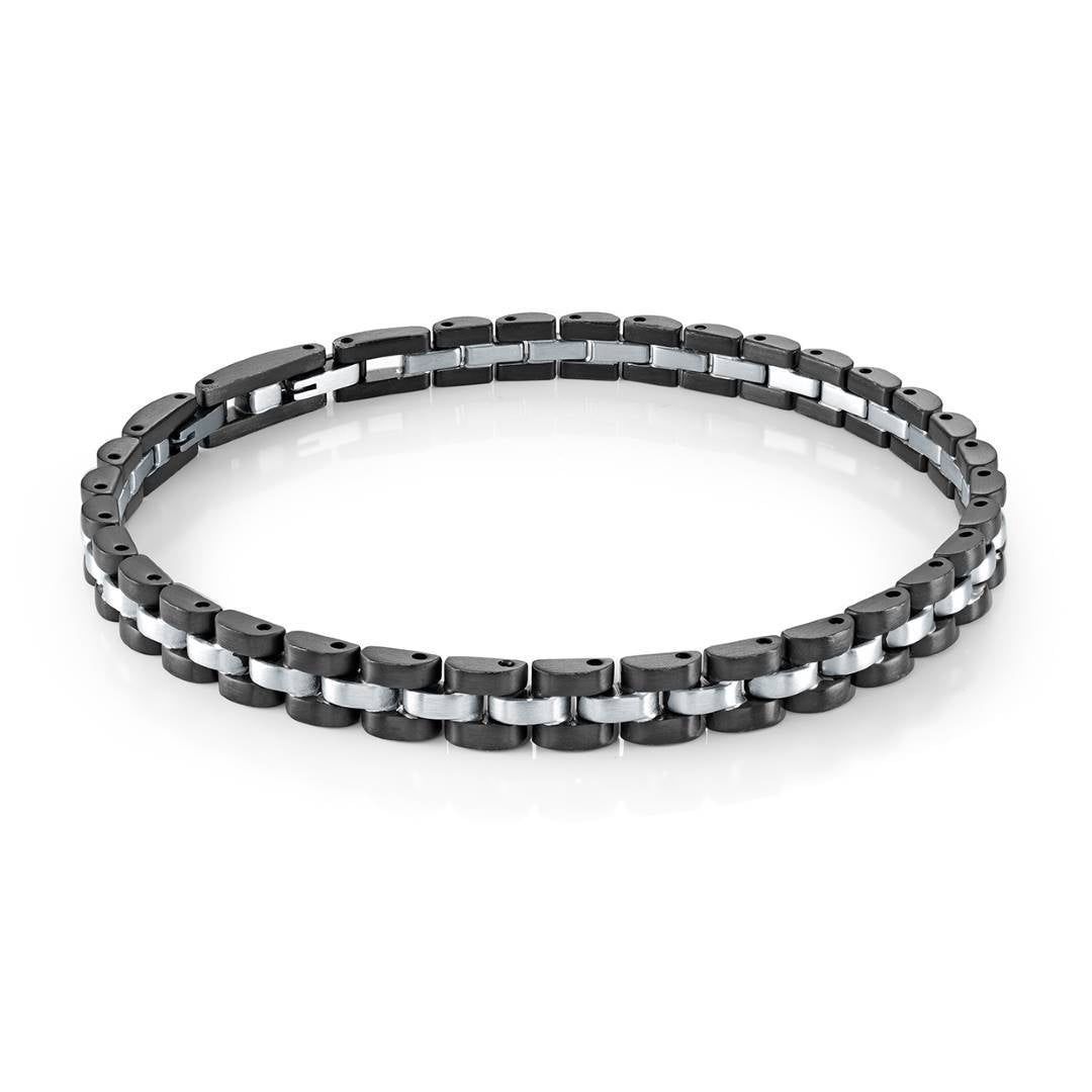 Dual‑Tone RX Black IP Link Bracelet — 6.2mm, Adjustable 7.5 + 0.5 + 0.5"