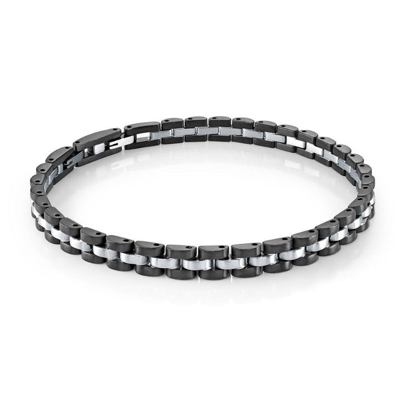 Dual‑Tone RX Black IP Link Bracelet — 6.2mm, Adjustable 7.5 + 0.5 + 0.5"