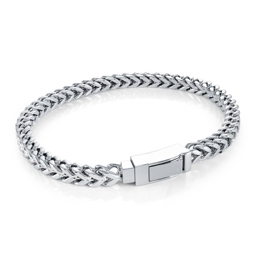Square‑Franco Stainless Steel Bracelet — 5mm, 8"