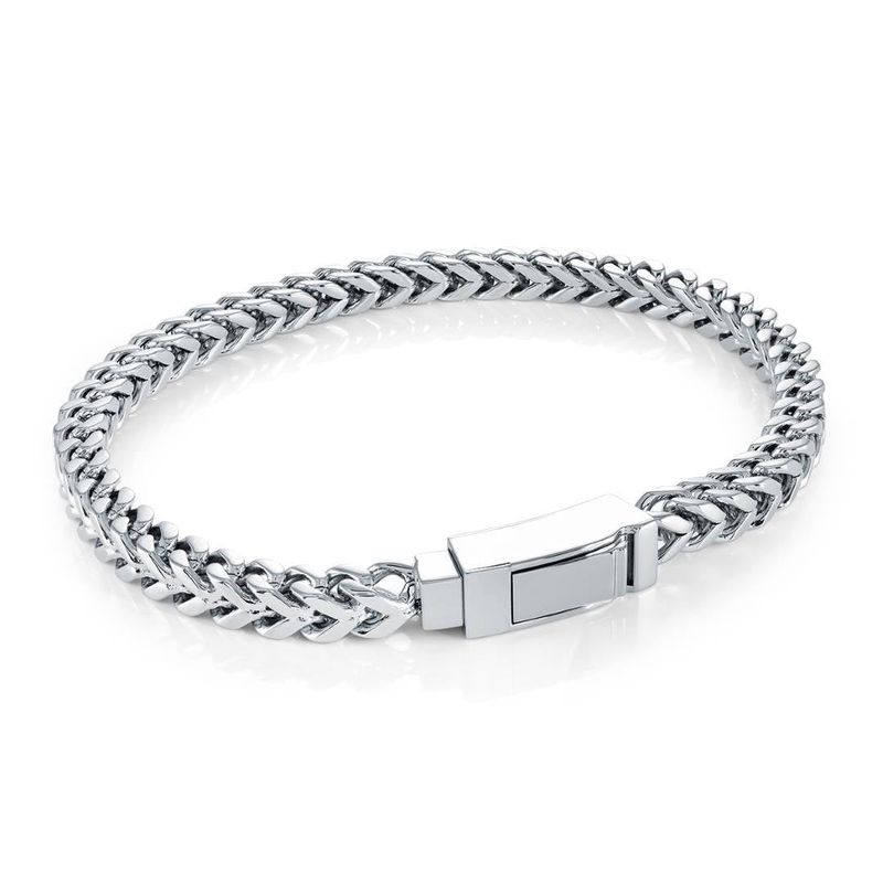 Square‑Franco Stainless Steel Bracelet — 5mm, 8"