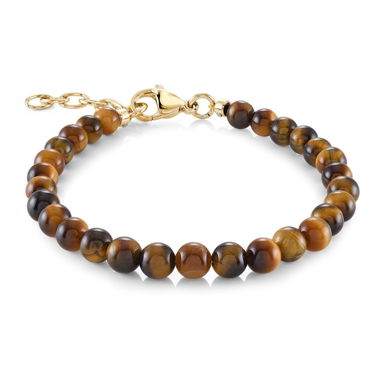 Juniors Tiger’s Eye Bead Bracelet – 4mm Gold Ion-Plated Stainless Steel