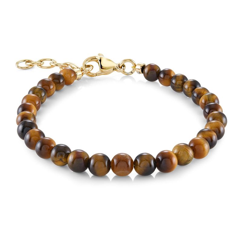 Juniors Tiger’s Eye Bead Bracelet – 4mm Gold Ion-Plated Stainless Steel