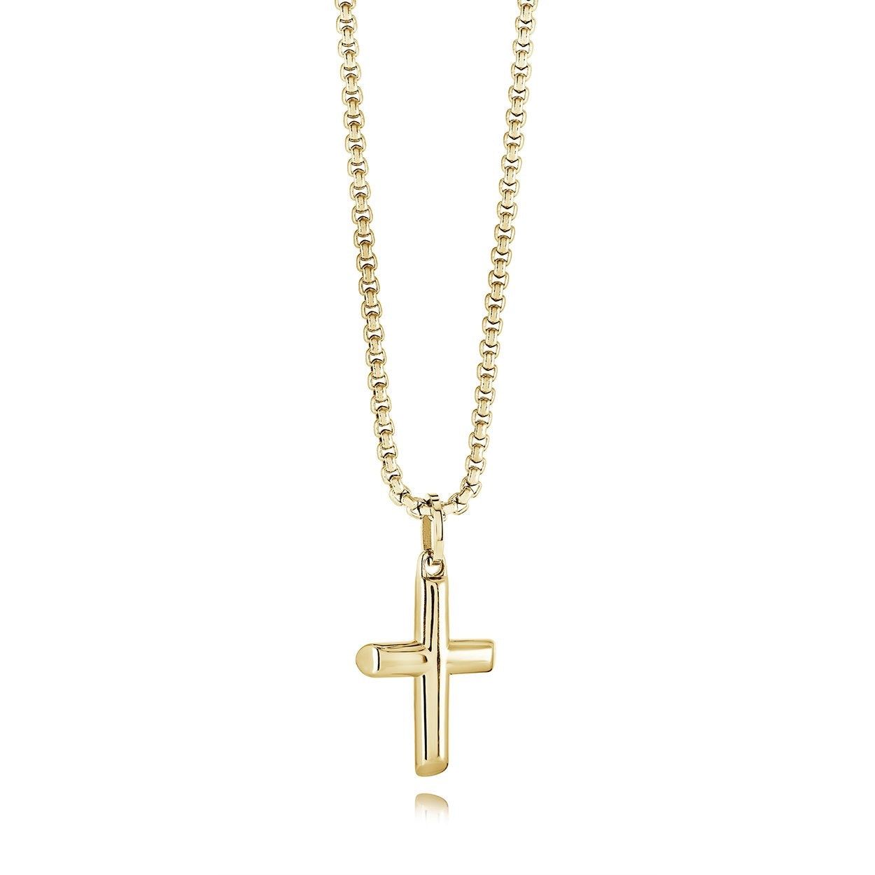 Juniors Small Classic Gold Cross Necklace – Stainless Steel