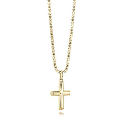 Juniors Small Classic Gold Cross Necklace – Stainless Steel