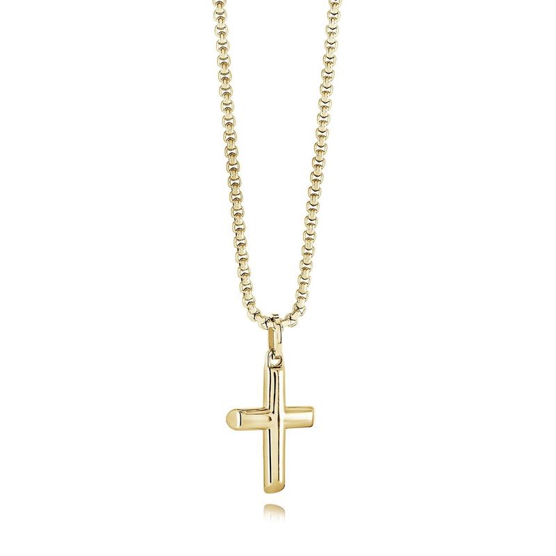 Juniors Small Classic Gold Cross Necklace – Stainless Steel