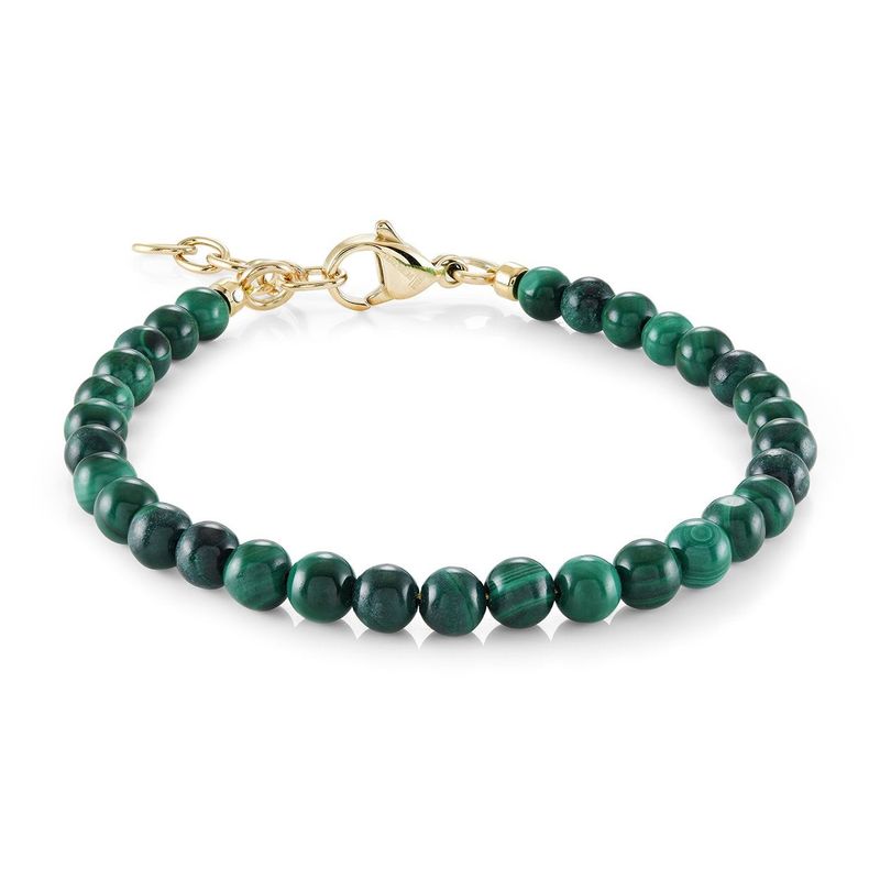 Juniors Malachite Bead Bracelet – 4mm Gold Ion-Plated Stainless Steel