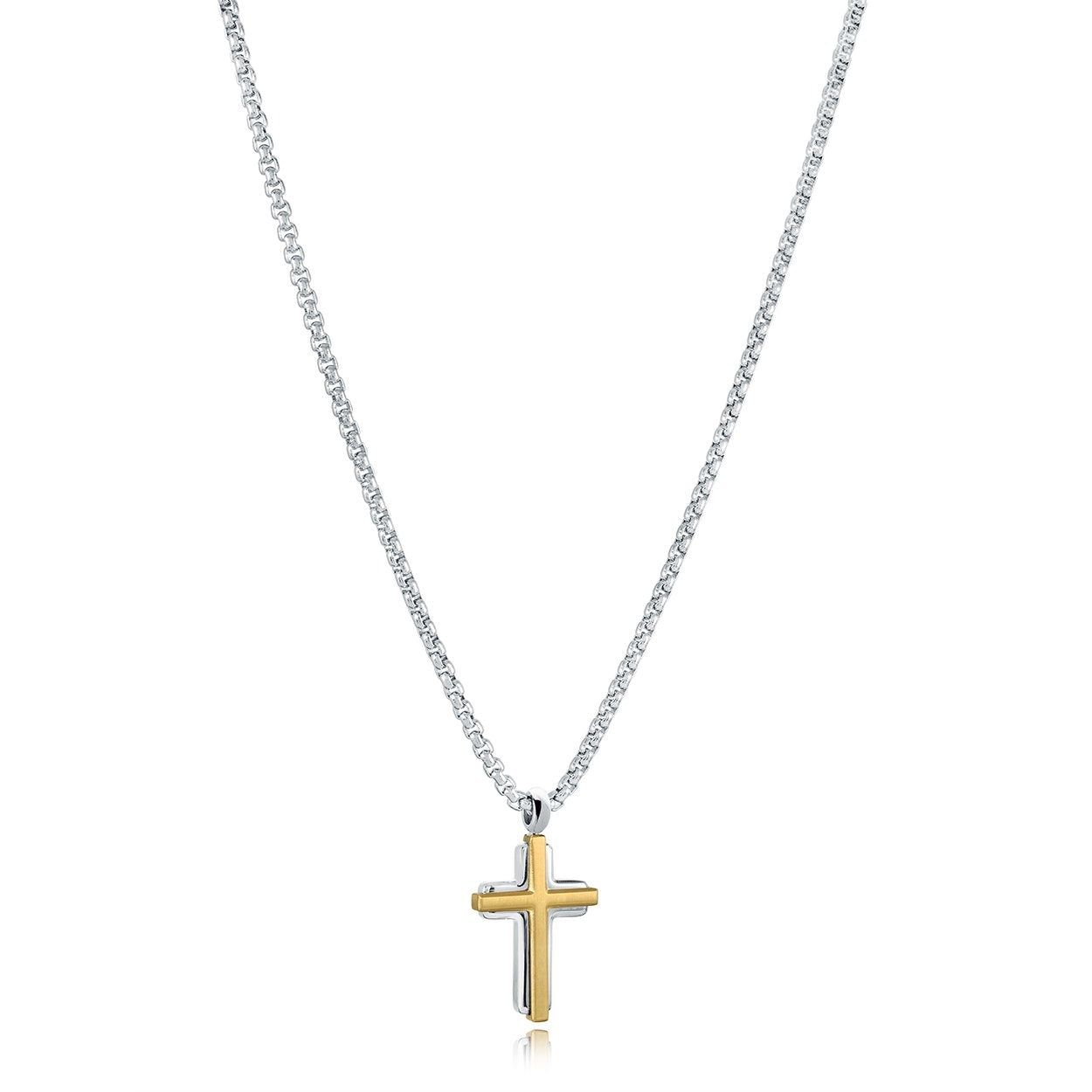 Juniors Gold Mini Cross-in-Cross Necklace – Stainless Steel