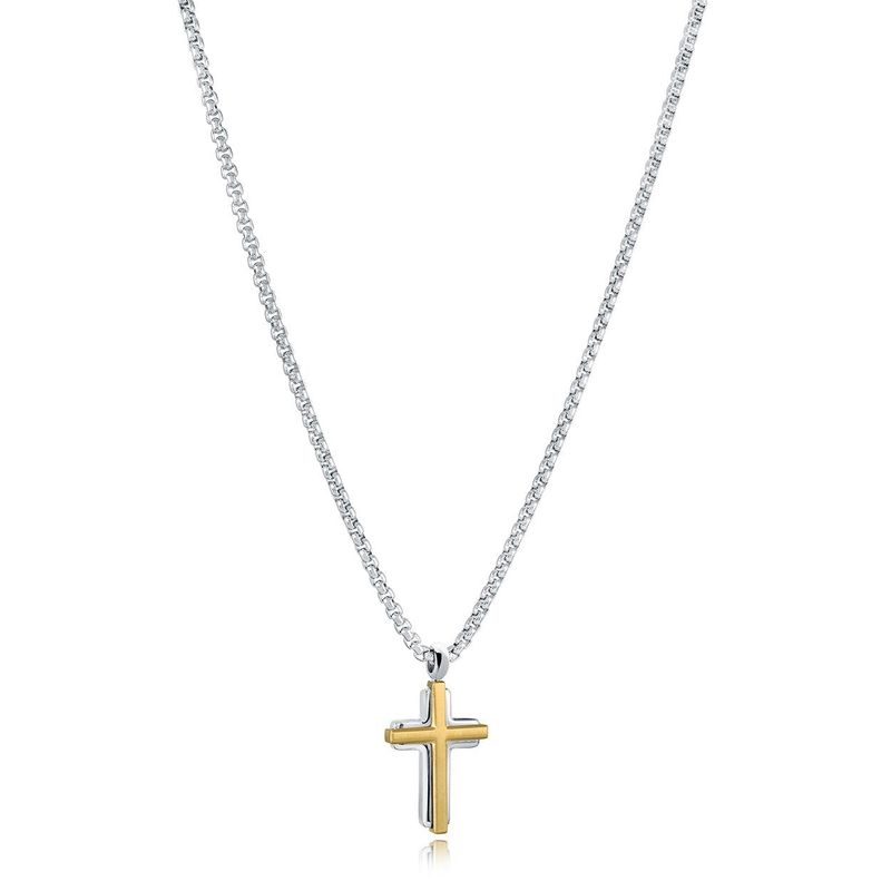 Juniors Gold Mini Cross-in-Cross Necklace – Stainless Steel