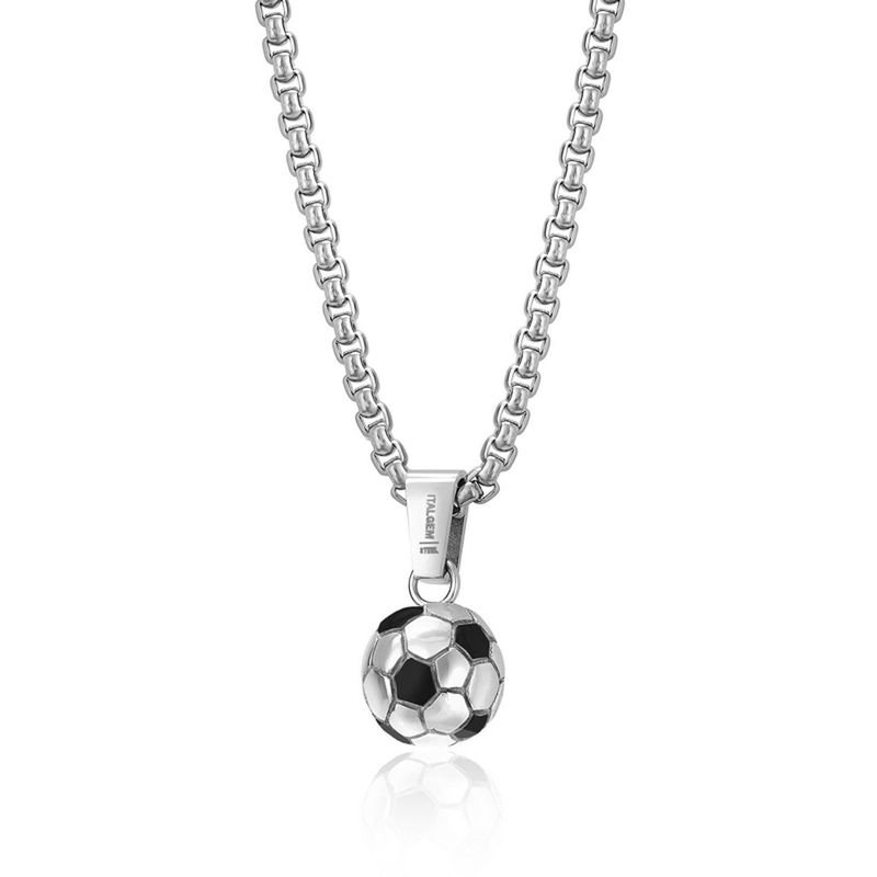 Juniors Mixed Soccer Ball Pendant Necklace – Stainless Steel
