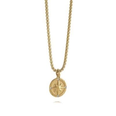 Juniors Gold North Star CZ Necklace – Stainless Steel