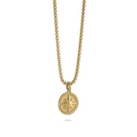 Juniors Gold North Star CZ Necklace – Stainless Steel