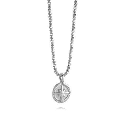 Juniors Small CZ North Star Necklace – Stainless Steel
