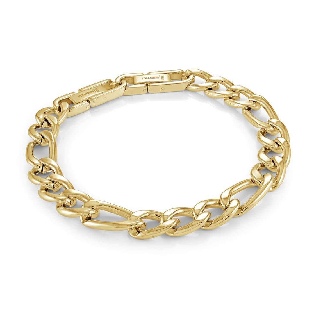 Men's Gold Figaro Link Bracelet – 9.5mm Stainless Steel