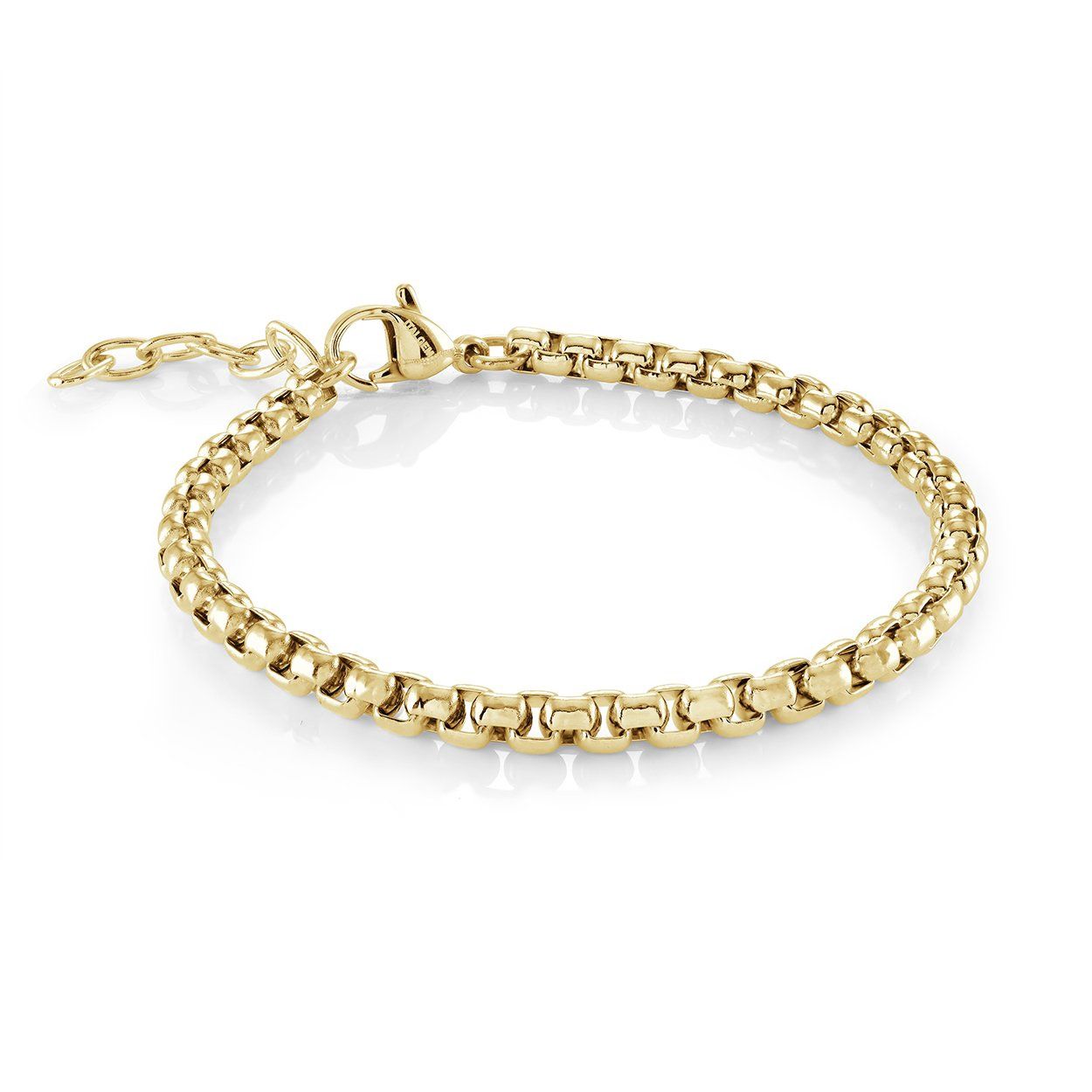 Juniors Gold Round Box Bracelet – 3.5mm Stainless Steel