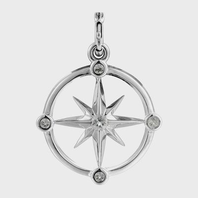 .925 SS 0.16ctw Topaz North Star Compass Pendant Necklace
