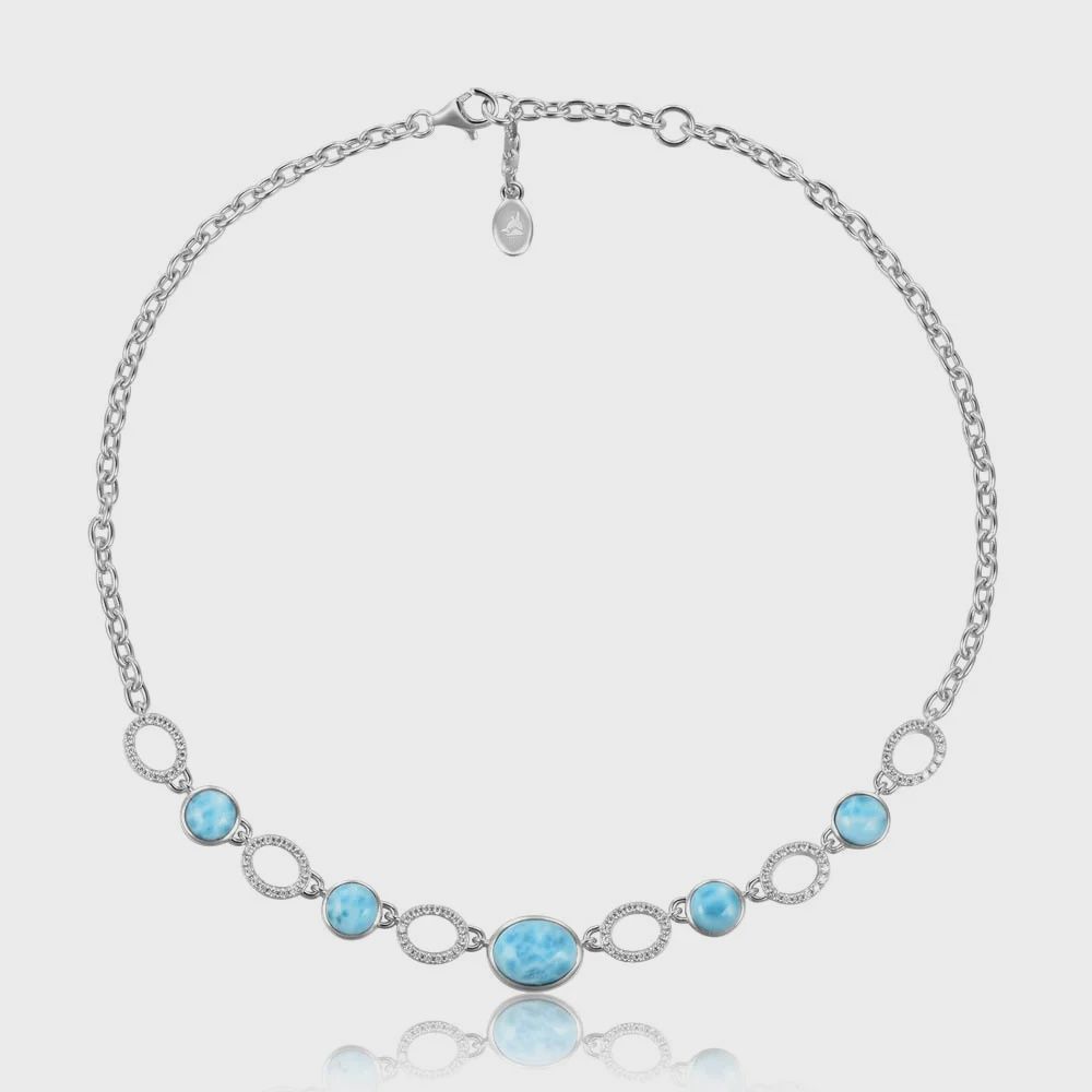 .925 SS Larimar & 1.58ctw Topaz Multi-Stone Necklace
