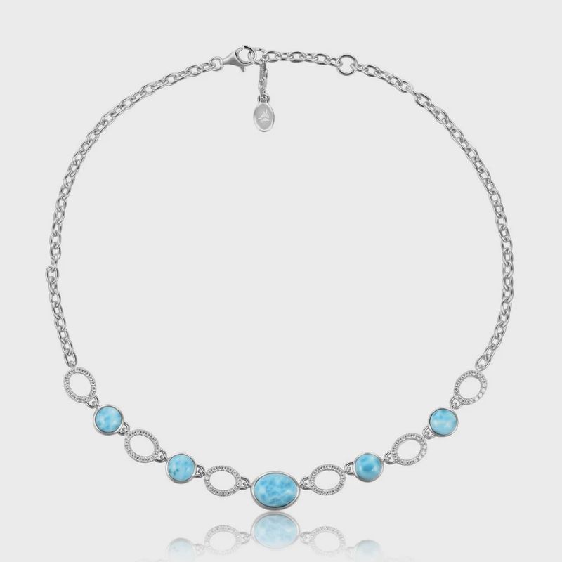 .925 SS Larimar & 1.58ctw Topaz Multi-Stone Necklace