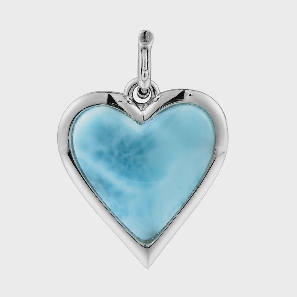 .925 SS Larimar Heart Pendant Necklace