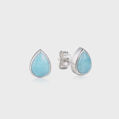 .925 SS Larimar Teardrop Stud Earrings