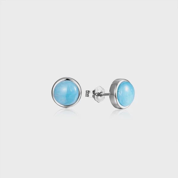 .925 SS Larimar 9mm Round Stud Earrings