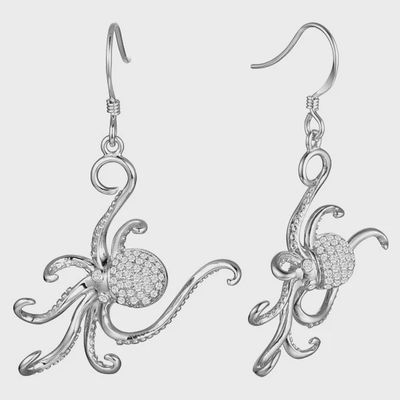 .925 SS Pavé Octopus Drop Earrings