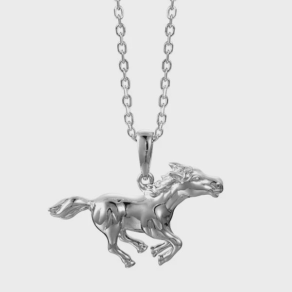 .925 SS Galloping Horse Pendant Necklace