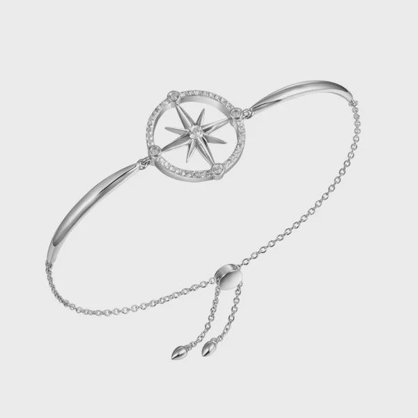 .925 SS 0.96ctw Topaz Compass Adjustable Bracelet