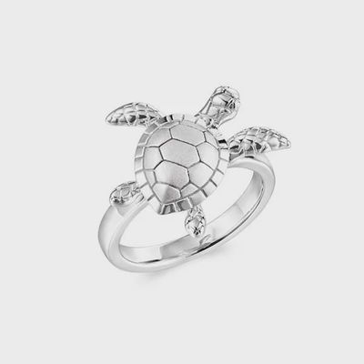 .925 SS 0.01ctw Topaz Turtle Ring