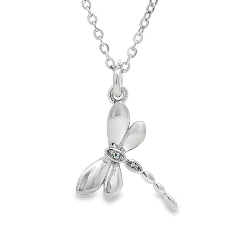 .925 SS 0.02ctw Topaz Dragonfly Necklace