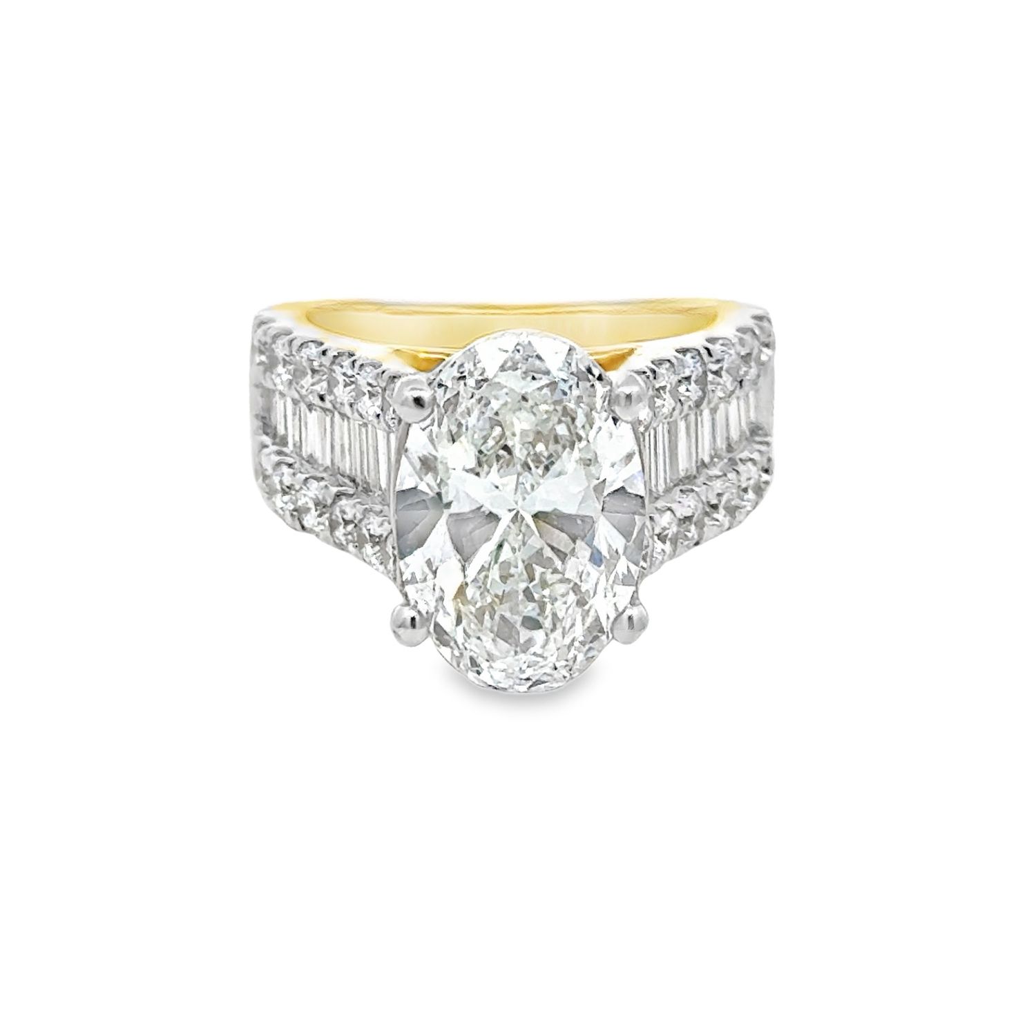 14k YG 6.70ctw Lab Diamond Engagement Ring