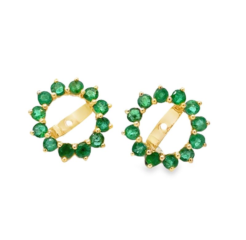 14k YG 0.76ctw Emerald Earstud Jackets