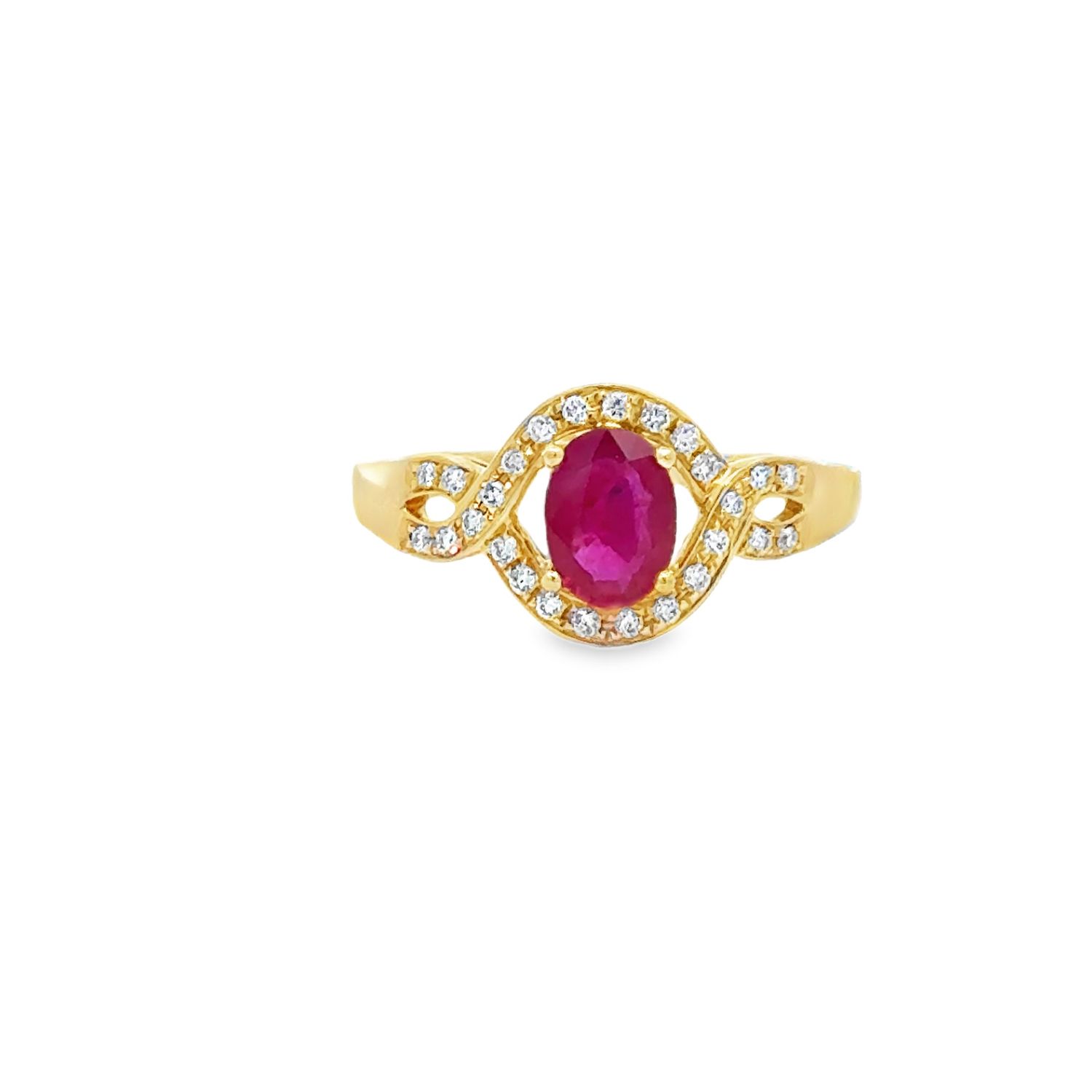 14K YG 0.91ctw Ruby & 0.17ctw Diamond Ring