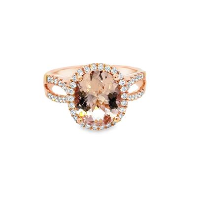 14K RG 3.11ctw Morganite & 0.41ctw Diamond Ring