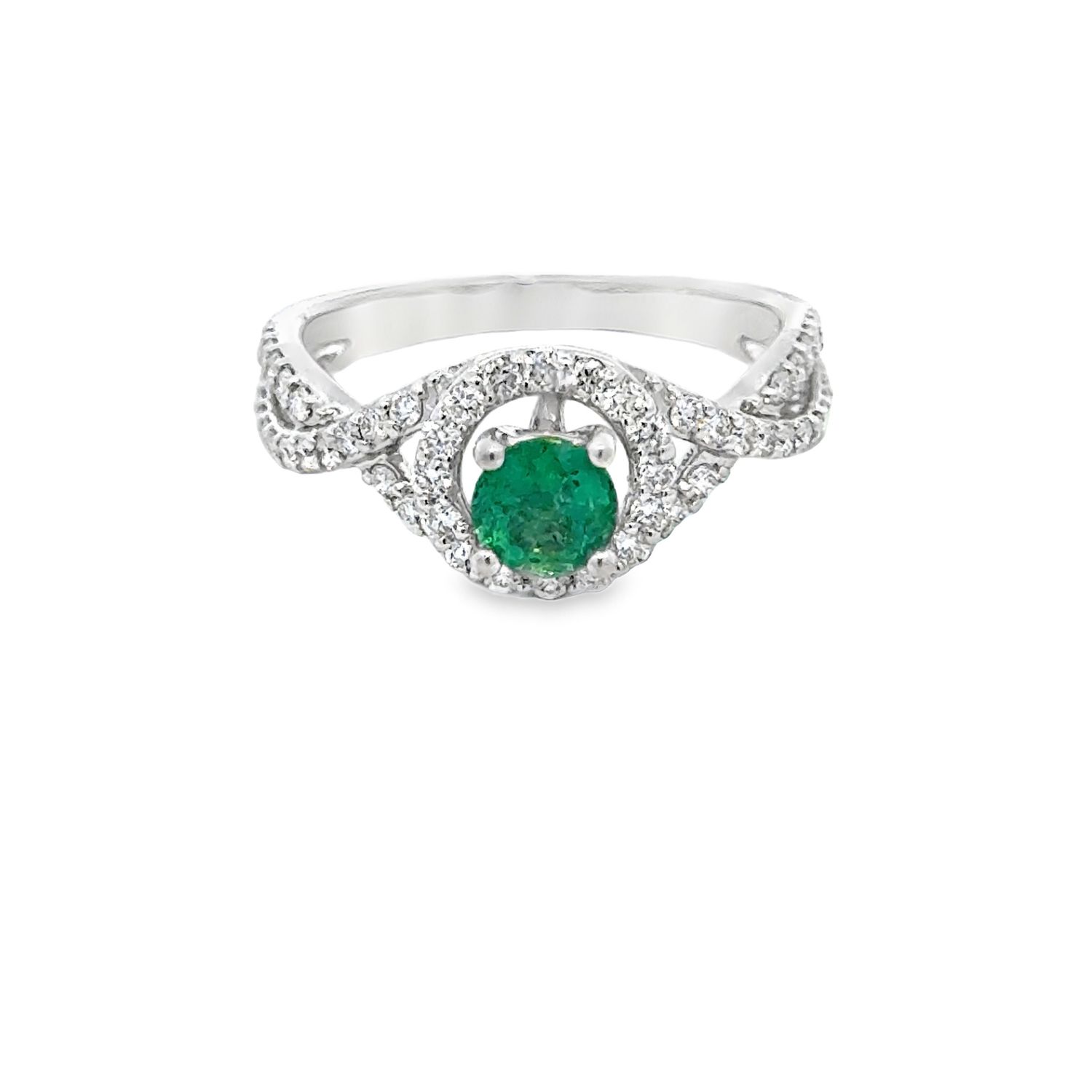 14K WG 1.21ctw Emerald & 0.57ctw Diamond Ring