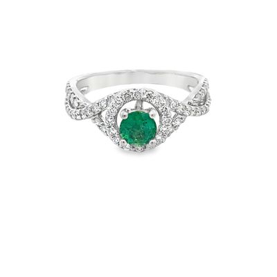14K WG 1.21ctw Emerald & 0.57ctw Diamond Ring