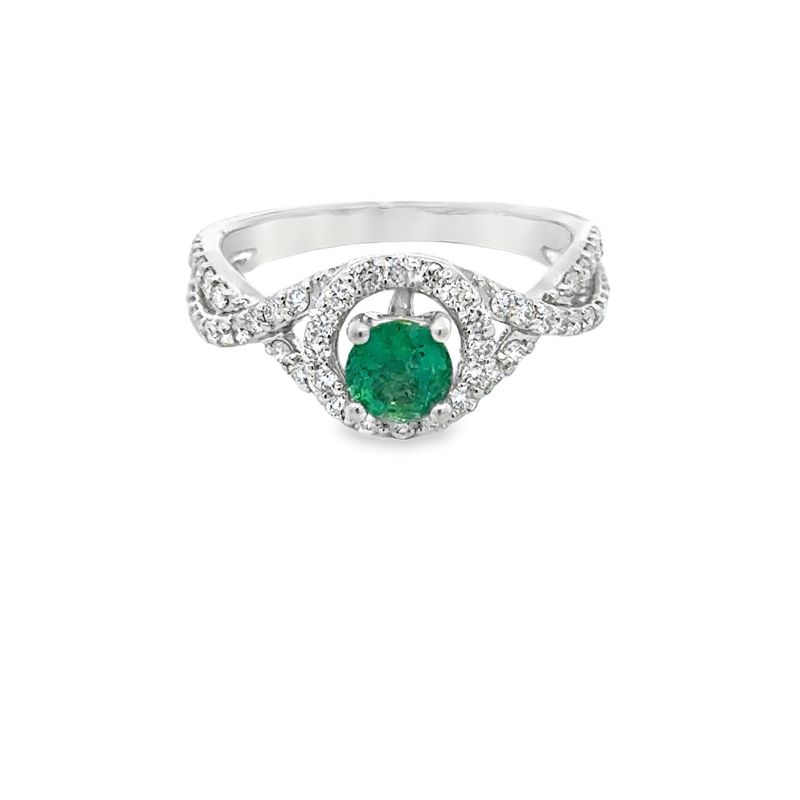 14K WG 1.21ctw Emerald & 0.57ctw Diamond Ring