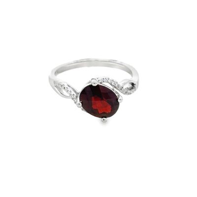 14K WG 2.11ctw Garnet & 0.07ctw Diamond Ring