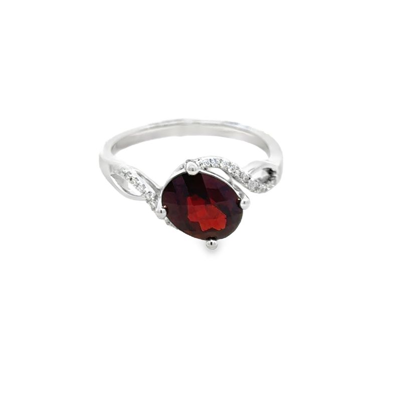 14K WG 2.11ctw Garnet & 0.07ctw Diamond Ring
