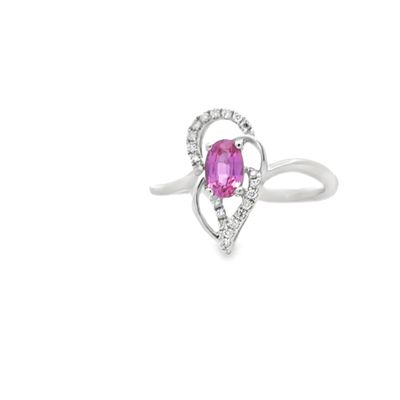 14K WG 0.59ctw Pink Sapphire & 0.08ctw Diamond Ring